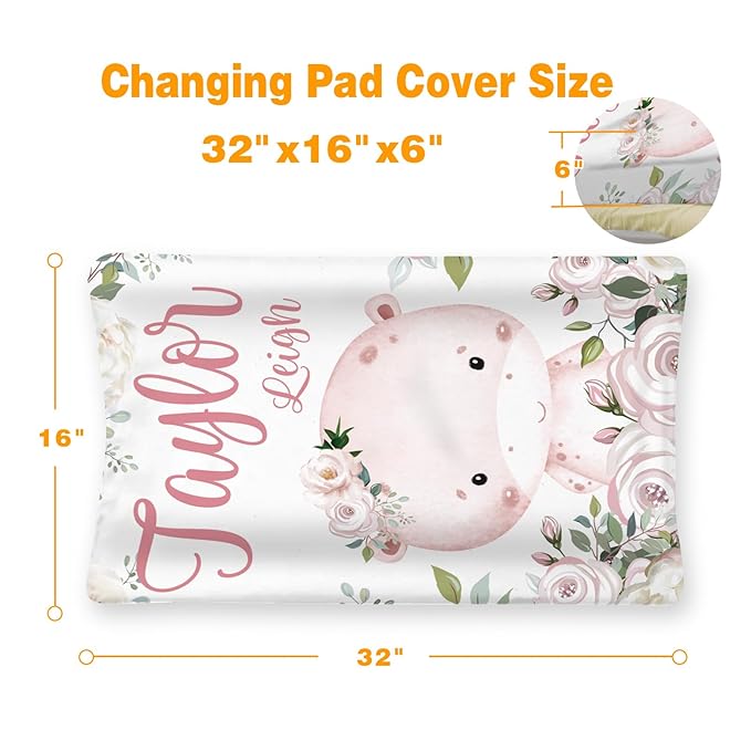 Custom Changing Pad Cover Set - Jersey Knit Comfy CozyUltra Soft Unisex Diaper Changing Table Covers with Personalized Name for Baby Boys Girls - Waterproof Ultra Soft 4 Pcs Set Style21