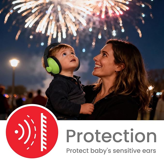 Baby Headphones for Noise Protection - Infant Ear Muffs Noise Protection - Toddler Noise Cancelling Headphones - Baby Ear Protection for 0 to 36 Months, Adjustable - Green