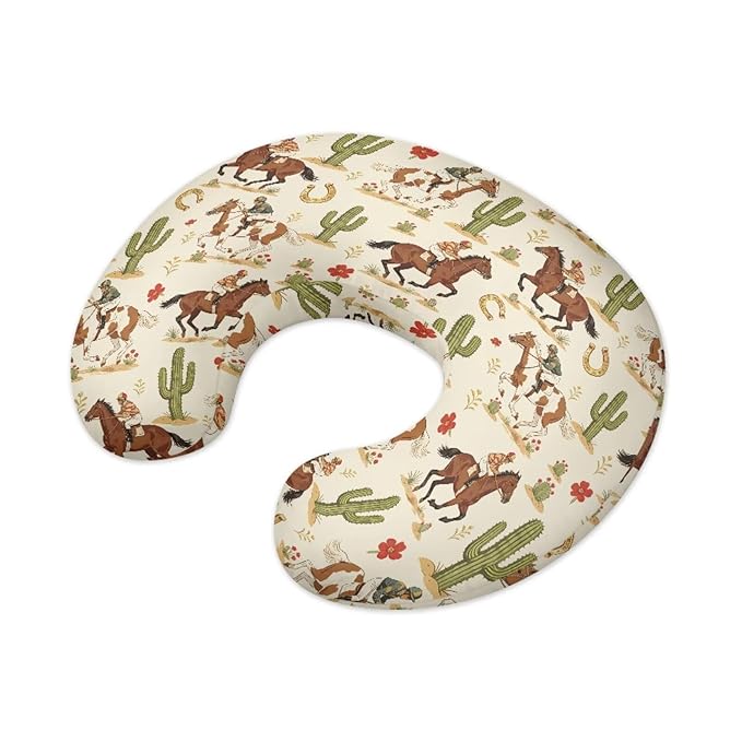 Jeiento Horse Race Nursing Pillow Cover Stretchy Removable Case for Breastfeeding Pillows Soft Comfortable Slipcover for U-Shaped Pillows