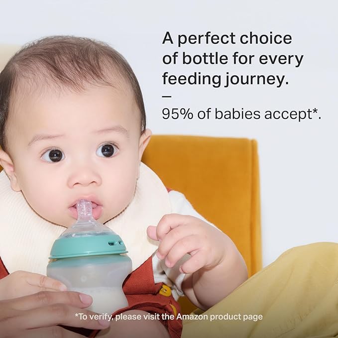 Tommee Tippee Natural Start Anti Colic 5 oz BPA Free Silicone Baby Bottles, 0+ Months, Silicone Feels Like Mother's Skin, Slow Flow Breast-Like Nipple, Clear, Pack of 2