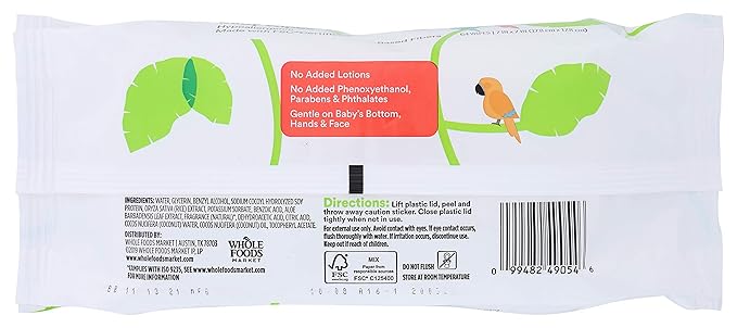 365 by Whole Foods Market, Coconut Baby Wipes, 64 Count (Pack of 3)