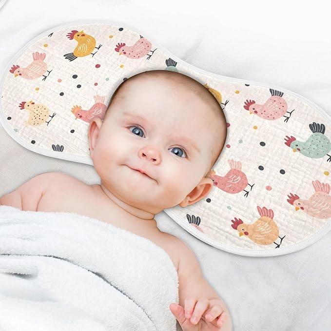 vvfelixl Baby Burp Cloths Happy Pastel Chickens Baby Newborn Cotton Burping Cloths Set Babys Washcloths 4 Pack