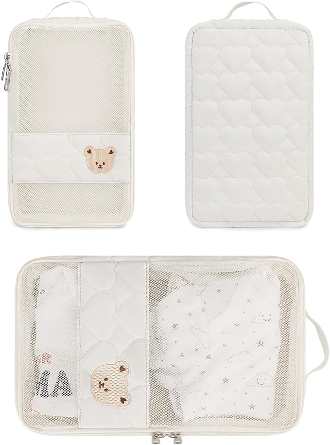 Baby Diaper Organizer - 2 Pack Waterproof Pouches, Mesh Bag, Reusable, Washable or Cloth Diapers (White)