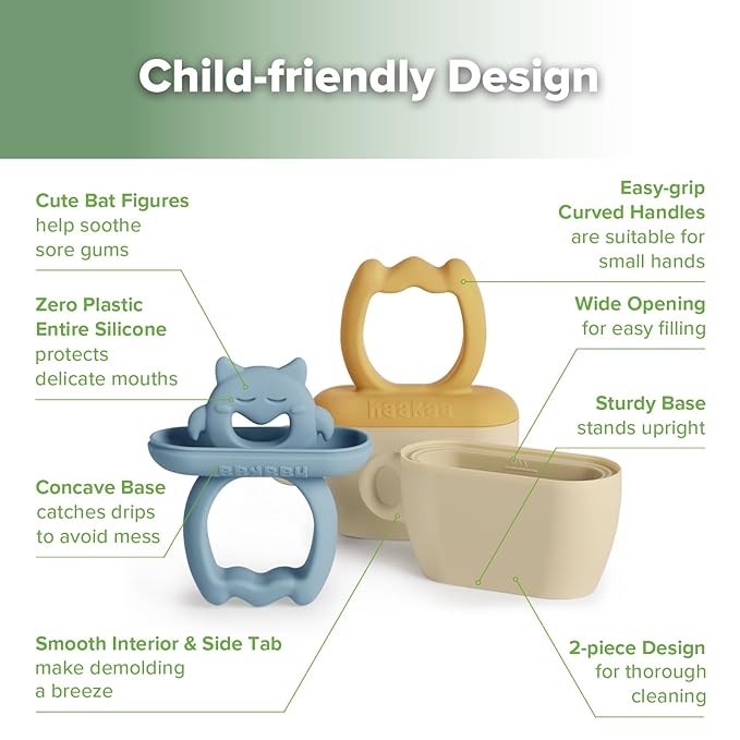 Haakaa Baby Feeder & Baby Popsicle Molds (Sky Blue + Mustard)
