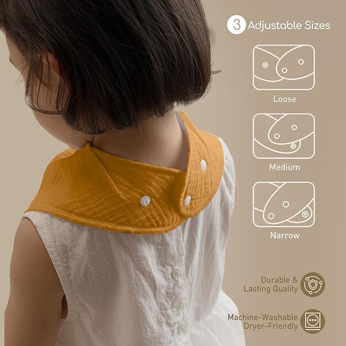 Muslin Baby Bibs 8 Pack, Baby Bandana Drool Bib for Drooling and Teething, Cotton Soft Absorbent for Girls Boys Calm Style Plain Solid Color