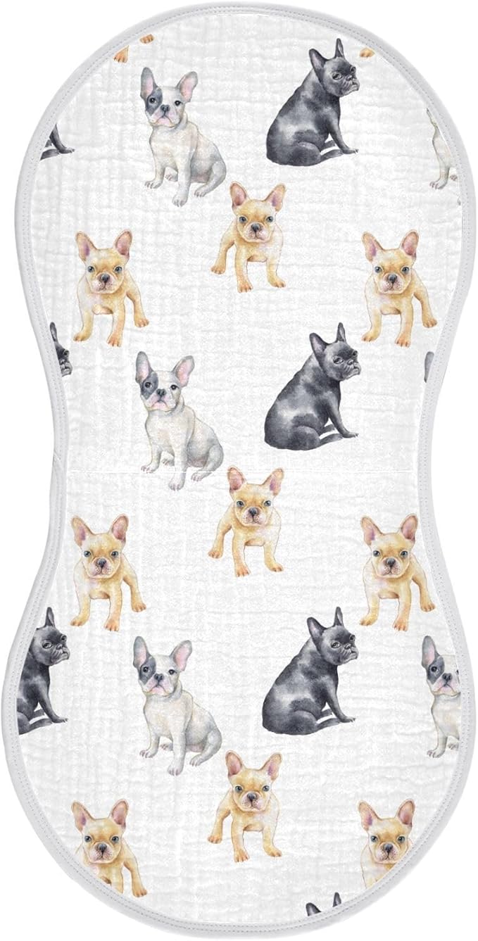 vvfelixl Baby Burp Cloths Pets French Bulldog Baby Newborn Cotton Burping Cloths Set Baby Washcloths 4 Pack