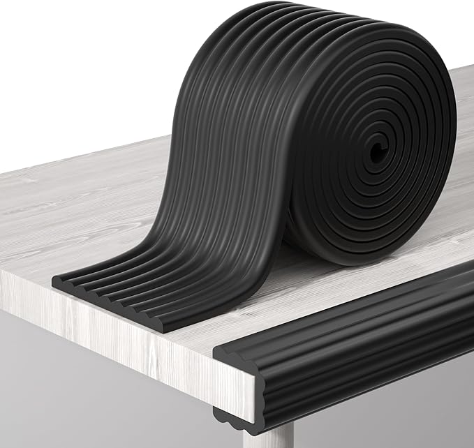Corner Protector Baby, 16.5FT 0.4''Th W-Shape Edge Protector for Baby Proofing 4'' Wide Foam Fireplace Cushion Pre-Taped Safety Guard Bumper Pad for Furniture Wall Stair Door (Black)