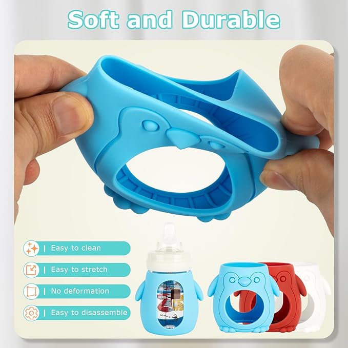 3 Pack Silicone Sleeves for Mam Baby Bottles 6oz,Anti Breakage Baby Bottle Holder Compatible with MAM Glass Baby Bottle.