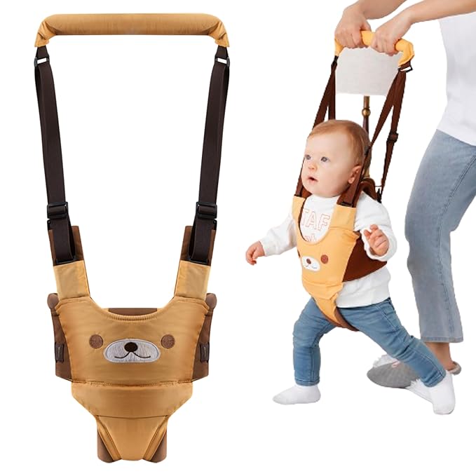 Baby Walking Harness, Handheld Kids Walker Helper, New Upgrade Breathable and Adjustable Toddler Infant Walker Harness Assistant Belt with Instructions for 7-24 Month (Yellow)