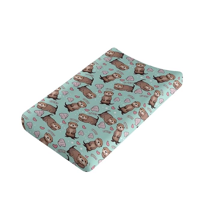 ZDCUSTOM Otters Changing Pad Cover Lovely Print Changing Pad Sheets Soft & Breathable Diaper Changing Table Cover Infant Newborn Changing Mat Sheet