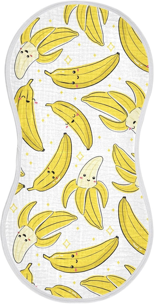 vvfelixl Burp Cloths Cute Bananas for Baby Boy Girls Baby Washcloths Burp Rags 1 Pack White