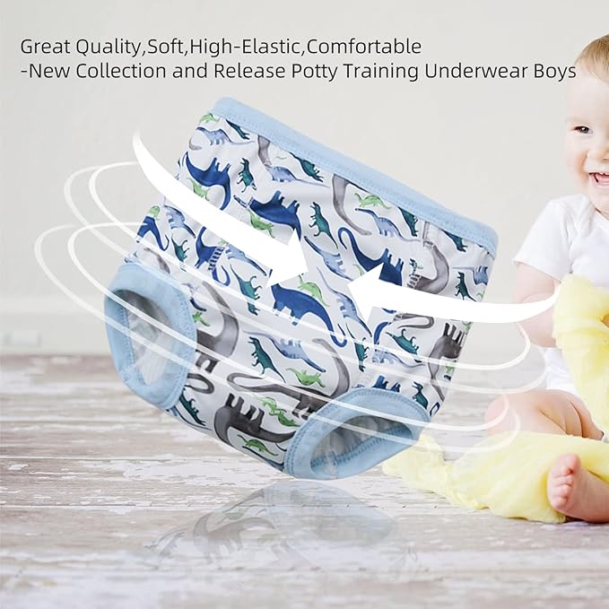 Joyo roy 10Pcs Strong Absorbent Toilet Training Pants 6T Soft Thick Padded Leakproof Toddler Potty Training Underwear for Boys Size 6 Underwear Comfortable Washable Waterproof Big Kid Pee Pants