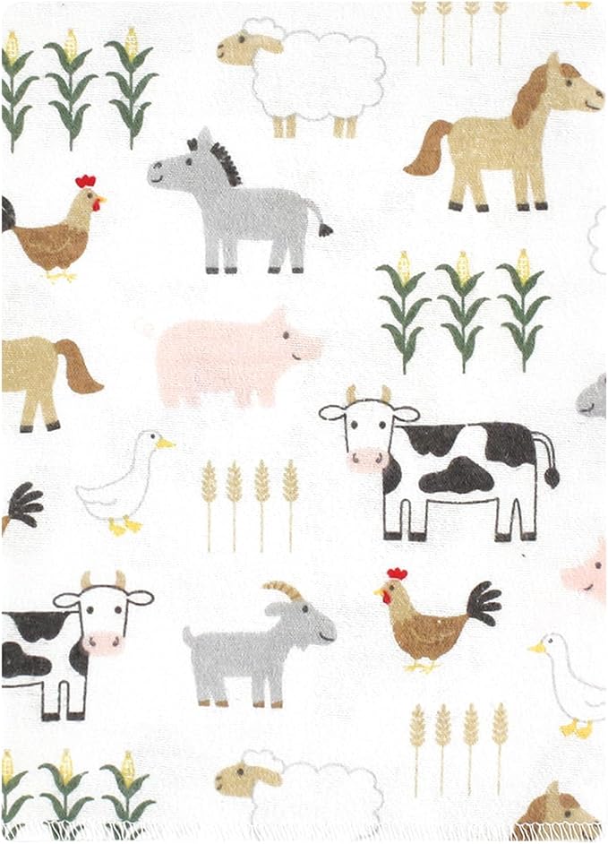Hudson Baby Unisex Baby Cotton Flannel Burp Cloths Bundle, Cute Farm, One Size