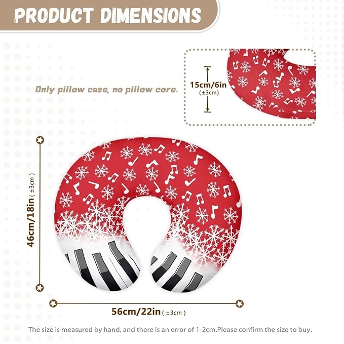 Piano Key Music Snowflakes Breastfeeding Pillow Slipcover for Baby Ultra Soft Comfortable Newborn Nursing Pillow Case Baby Essentials Christmas Decor