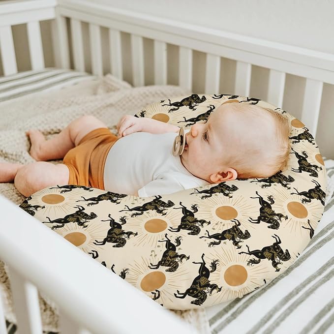 Western Cowboys Sunshine Nursing Pillow Covers for Boy Girl Cowboy Horse Sun Nursery Feeding Pillowcase for Breastfeeding Pillows Wild West Desert Soft Stretchy Removable Covers for Newborn Infant