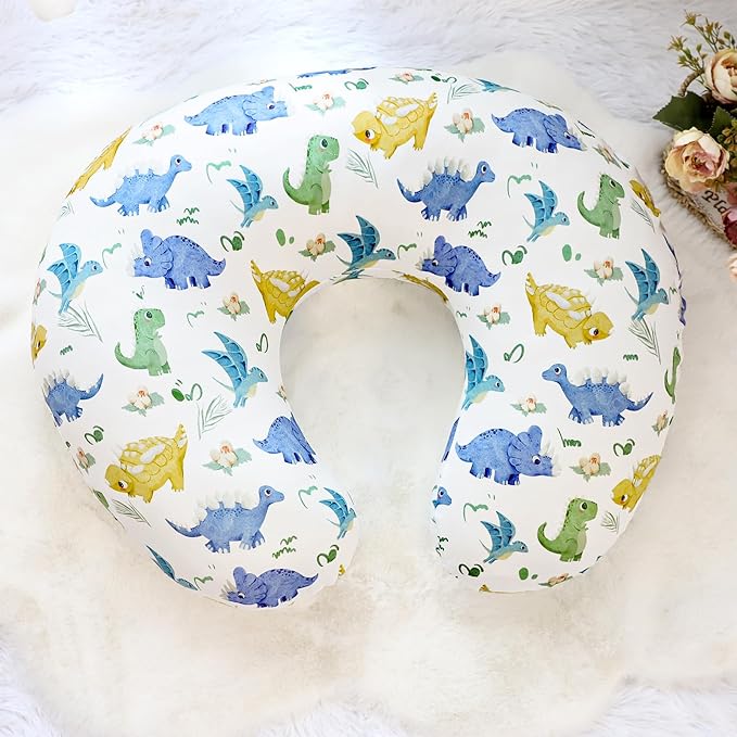 TANOFAR Nursing Pillow Cover, Stretchy Removable Breastfeeding Pillow Cover, Ultra Soft Snug Fits On Newborn Feeding Pillow Case for Baby Boys, Dinosaur