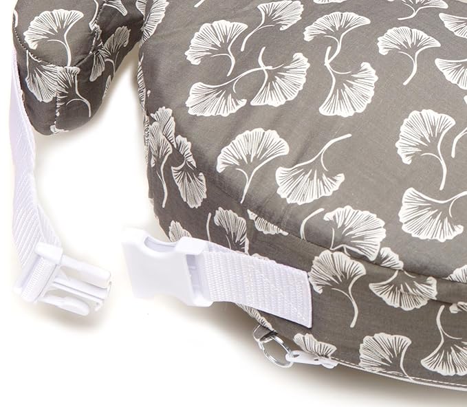My Brest Friend Original Nursing Pillow Enhanced Ergonomics Essential Breastfeeding Pillow Support For Mom & Baby W/ Convenient Side Pocket, Double Straps & Slipcover, Grey Flowing Fans