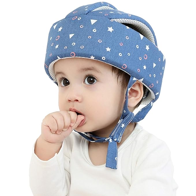 Baby Helmet Toddler Children Headguard Infant Head Cushion Protective Harnesses Cap Soft Adjustable Kid Hat Head Protector (Starry Blue)
