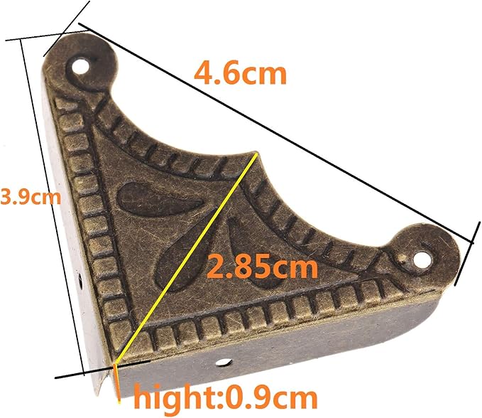 dophee Antique Bronze Box Corner Covers, Decorative Corner Protectors Guards Edge Guards for Jewelry Box Chest Table Desk Photo Frame Panal, 1.53"x1.53"x1.97"(12-Pack)