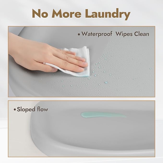 Papablic Baby Changing Pad – Soft & Wipeable Diaper Changing Table Mat for Dresser Bed Sofa, Built-in Safety Belt, Non-Slip, Waterproof, Easy to Clean – Gray, Ideal Gift for New Parents