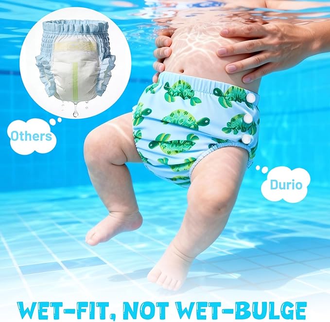 Durio Reusable Swim Diapers for Baby Toddler Newborn Washable Water Diapers for Swimming Beach Essentials