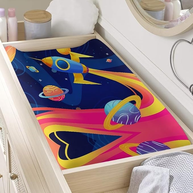 Rocket Changing Pad Covers Durable Baby Change Table Covers Stretchy Change Sheet Fit for Most Rectangular Change Pad Easy to Clean