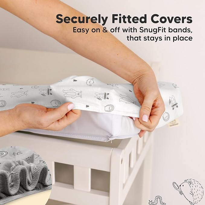 2-Pack Baby Changing Pad Cover for Girl, Boy - 34x18 Soft Viscose Derived from Bamboo Baby Diaper Changing Table Pad Cover Sheets, Neutral, Snug Fit Nursery Diaper Change Sheets (Woodland)