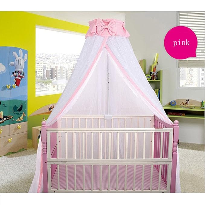 Breathable Crib Netting Bed Curtains Canopy for Kids Mosquito Net Bedroom Decor (Pink, Mosquito net)