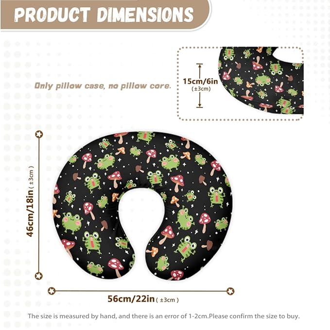 GOSTONG Frog Nursing Pillow Cover for Baby Boy Girl Personality Stretchy Pillow Covers 2 Piece Slipcover Protective for Newborn Feeding Pillow 22"x18"