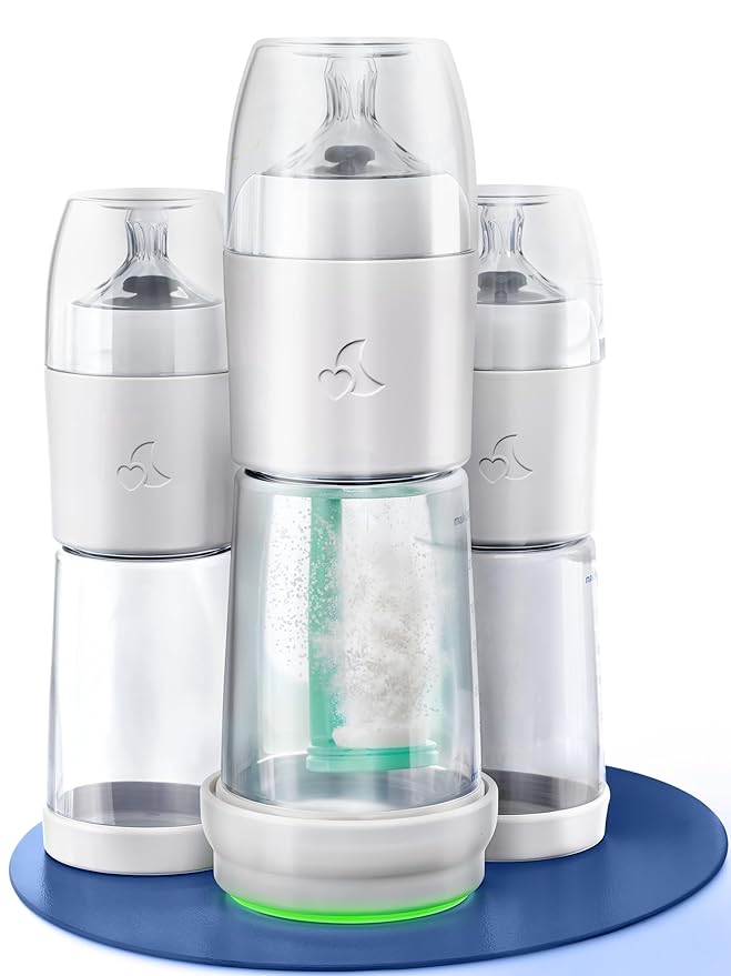 SNOOZI Set of 3 – Baby Night Bottle with Bottle Warmer – Baby Bottle with Integrated Formula Dispenser in The Bottle for Stress-Free Night Feedings (3 Bottles per Night)