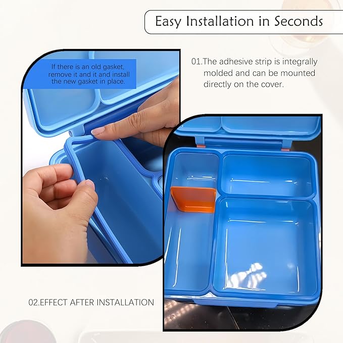 Leakproof Replacement Seal Gasket for OmieBox - 2 Pack, Lid Accessories for Omie Lunch Bento Box, Food Safe Silicone Rubber Seal Ring, Easy to Install