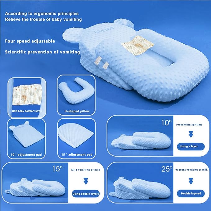 Baby Feeding Pillow Adjustable Newborn Nursing Pillow for Breastfeeding,Bottle Feeding Washable (Blue, One Size)
