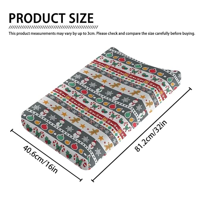 Christmas Plaid Changing Pad Cover Soft Comfy Bassinet Cradle Mattress Sheets for Newborn Babies Boys & Girls, 16x32 Inch Baby Nursery Diaper Changing Pad Sheets