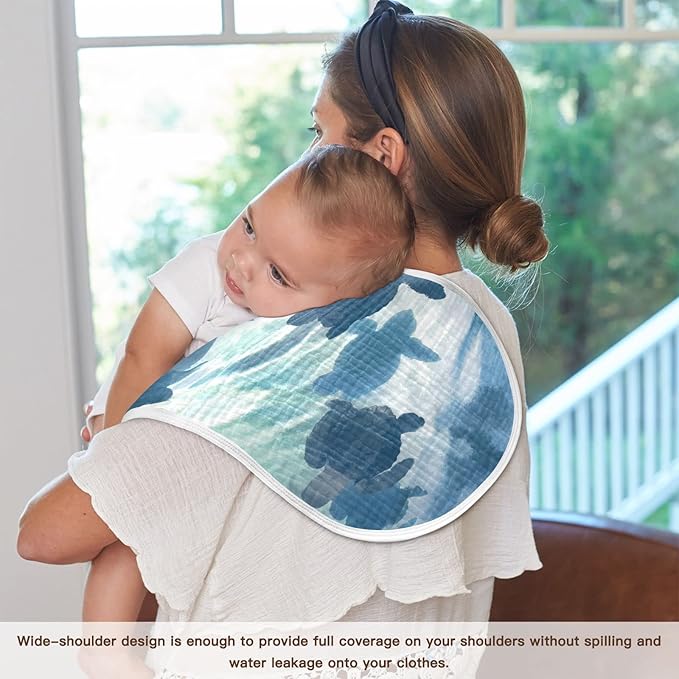 Sea Turtle Olive Ridley Turtles Muslin Burp Cloths for Baby 2 Pack 100% Cotton Baby Washcloths Bibs for Boy Girl