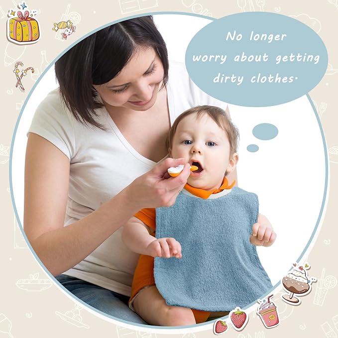 Foaincore 6 Pcs Pullover Baby Bibs Cotton Terry Toddler Absorbent Infant for Feeding and Drooling Towel Bib (Bright Color)