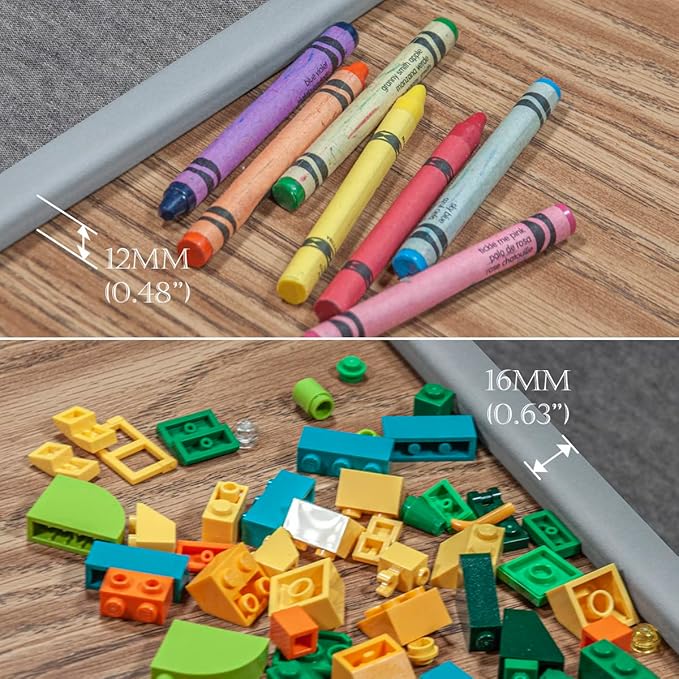 urbanhouse Raised Edge Guard for Kids’ Desks & Tables at School Or Home – Soft Foam Border to Prevent Items from Rolling Off, Adhesive‑Ready, Non‑Toxic, Flexible 6‑FT Strip – Grey