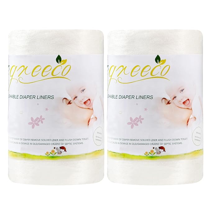 wegreeco Cloth Diaper Liners - Unscented Diaper Liners, Fragance Free Cloth Diapers Liner - 100 Sheets Per Roll (2 Roll)