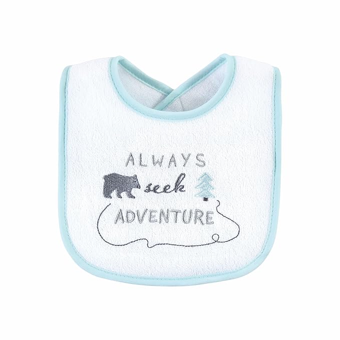 Hudson Baby Unisex Baby Cotton Terry Drooler Bibs with Fiber Filling, Boy Gray Woodland, One Size