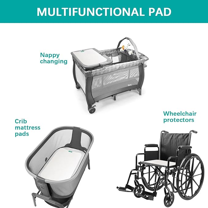 Changing Pad Liners Waterproof (3 Count), Flannel Portable Absorbent Diaper Pads for Changing Table, White