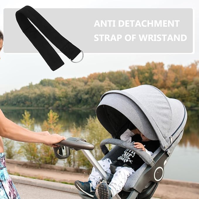 Baby Stroller Safety Wrist Strap Adjustable Wristband with D-Rings for Secure Jogging Stroller and Pushchair Safety 17.32X1.57 Inches