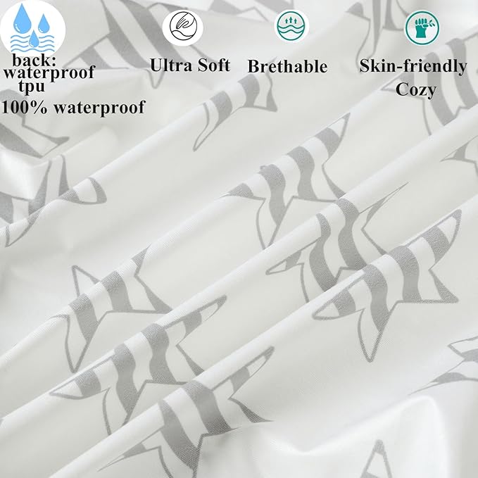 Waterproof Changing Pad Cover Set 2 Pack Stretch Jersey Knit Super Soft Grey Love & Stars