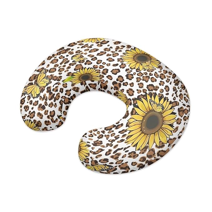 Leopard Sunflower Girls Boys Nursing Pillow Cover for U-Shaped Feeding Pillow Breastfeeding Super Comfy and Soft for Baby, Baby Mom Essentials, 1 Pack