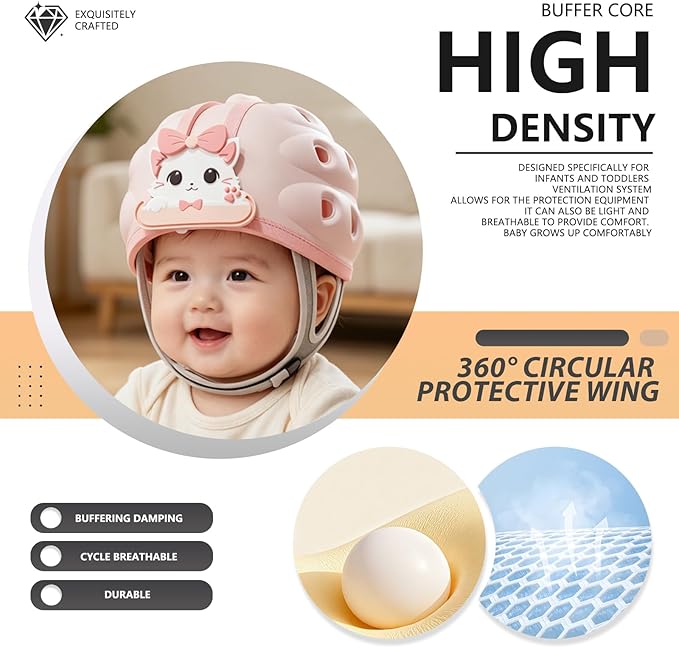 Baby Head Protection Helmet - Ultra-Light, Soft, Adjustable, Suitable for Babies 6-24 Months with Knee Pads & Non-Slip Socks Set