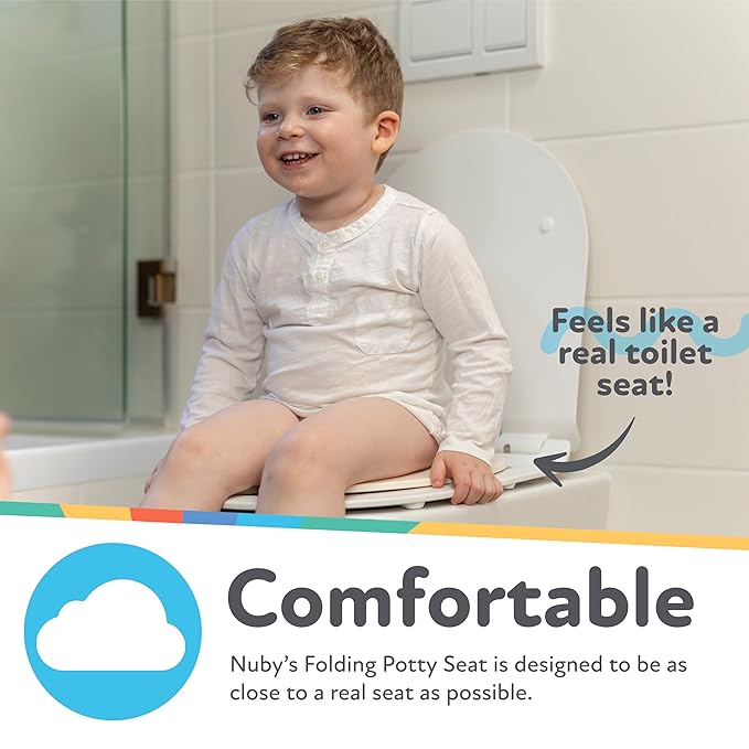 Nuby Folding Potty Seat and Bag - Toddler Travel Essential - Travel Toilet Seat for Toddlers 18+ Months - Pink