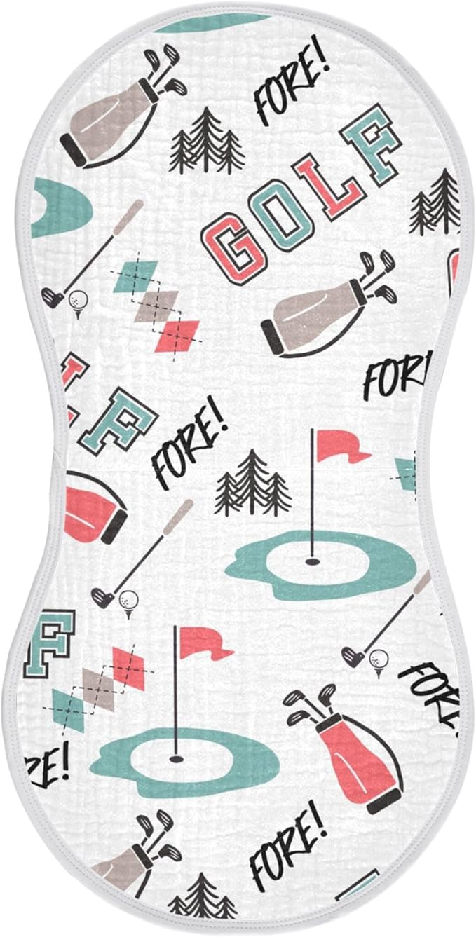 Golfer Golf Sports Burp Cloths Baby Boys Girls Absorbent Soft Cotton Burping Cloths Rags, 1 Pack