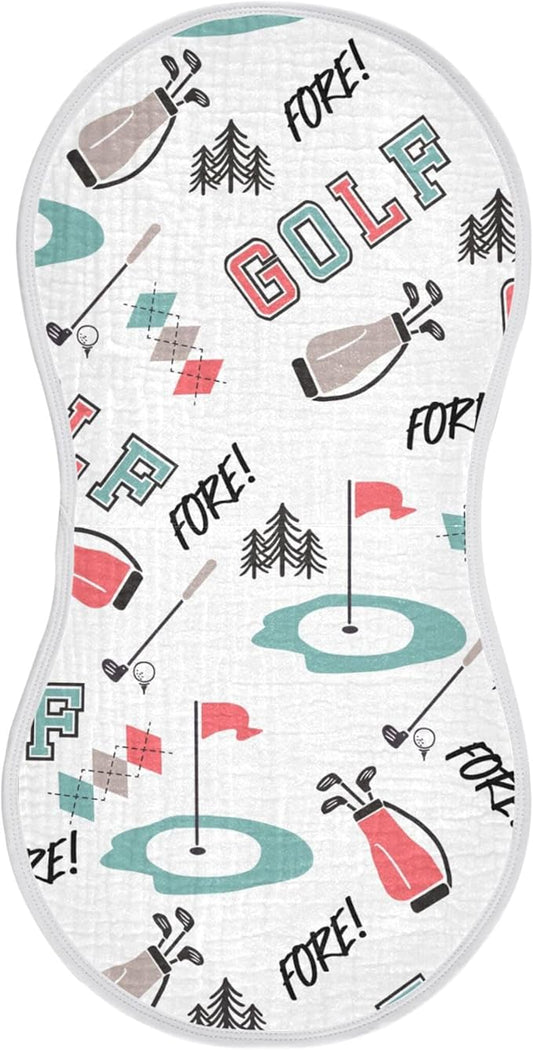Golfer Golf Sports Burp Cloths Baby Boys Girls Absorbent Soft Cotton Burping Cloths Rags, 1 Pack