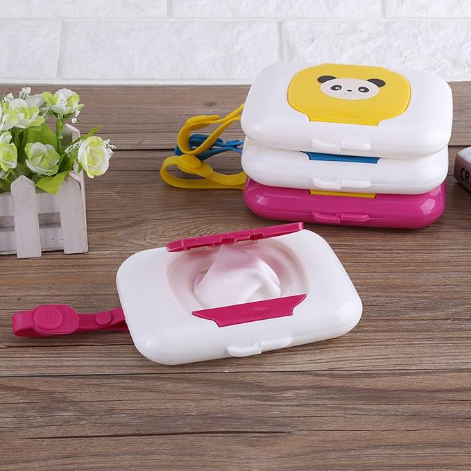Wet Wipes Storage Box, Baby Wipes Dispenser, Portable Refillable Baby Wet Wipe Pouch Dispenser, Reusable Stroller Wet Wipes Box for Outdoor Travel(Rose)