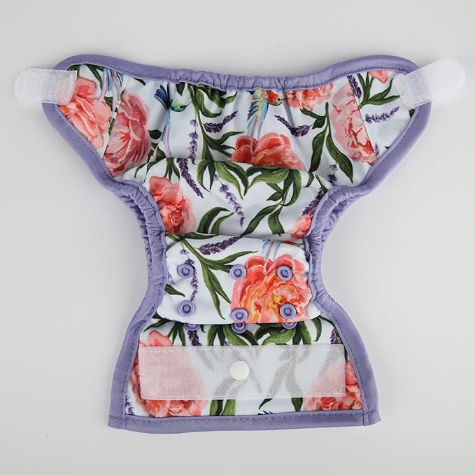 Newborn Baby Cloth Diaper Cover Nappy Hook and Loop (Hummingbirds Flowers)