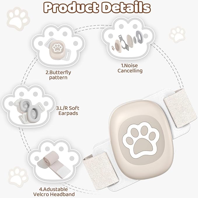 YomauiYee Baby Headphones,Infant Noise Cancelling Earmuffs with Cat Paw Pattern,Infant Ear Protection for Babies 0-48 Months,Baby Travel Essentials for Airplane/Improves Sleep
