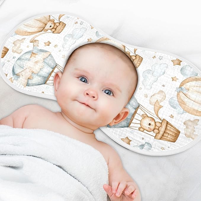 vvfelixl Baby Burp Cloths Bear Hot Air Balloon Baby Newborn Cotton Burping Cloths Set Babys Washcloths 4 Pack